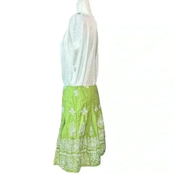 Talbots Spring Green White Garden Party Skirt with White Eyelet-Trimmed Lining - Picture 4 of 6